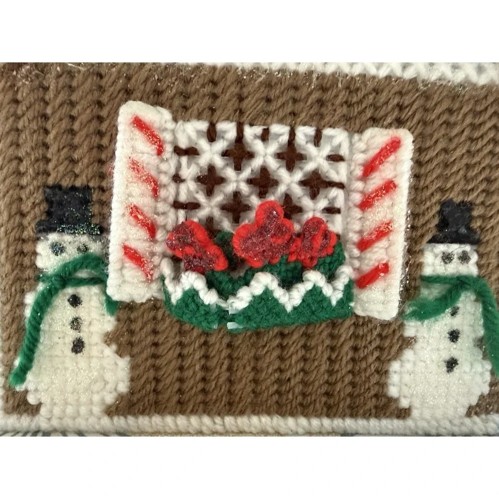 Vintage Handmade Plastic Canvas Needlepoint‎ Christmas House Gingerbread Decor